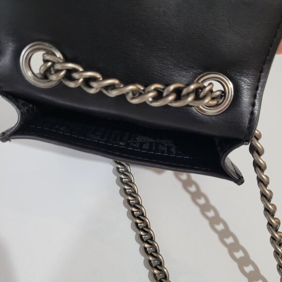 KURT GEIGER Black Leather Quilted Mini Purse w/ Silver Chain - Picture 8 of 8